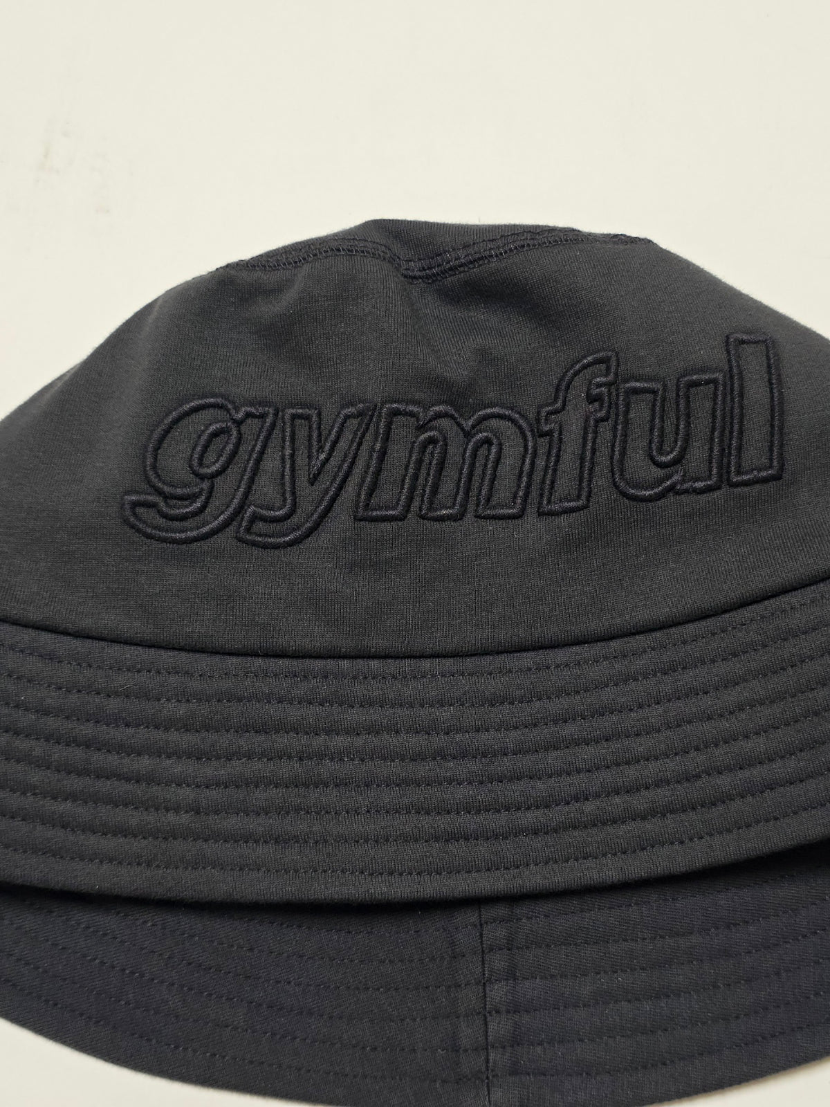 Black Grey GYMFUL Star bucket hat with Black logo embroidery