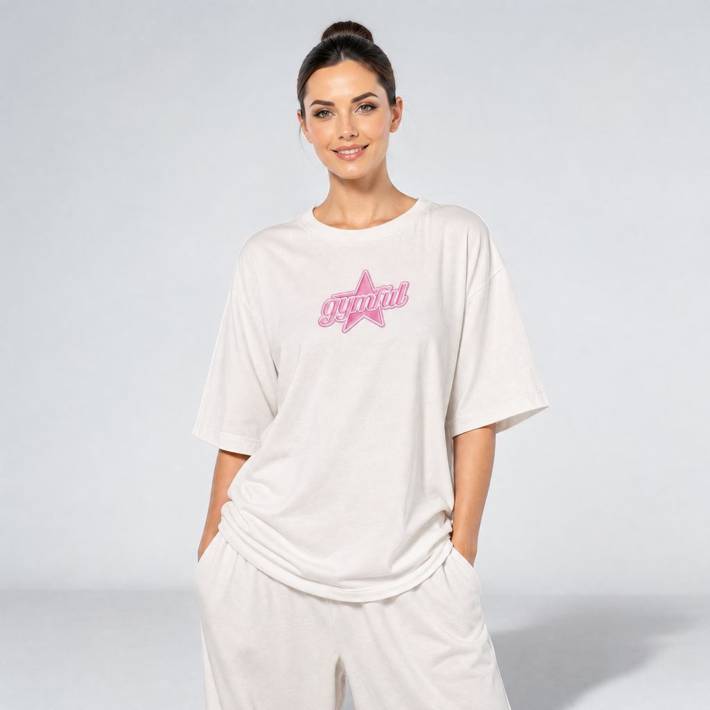 Gymful Signature Star Oversized T-Shirt – White