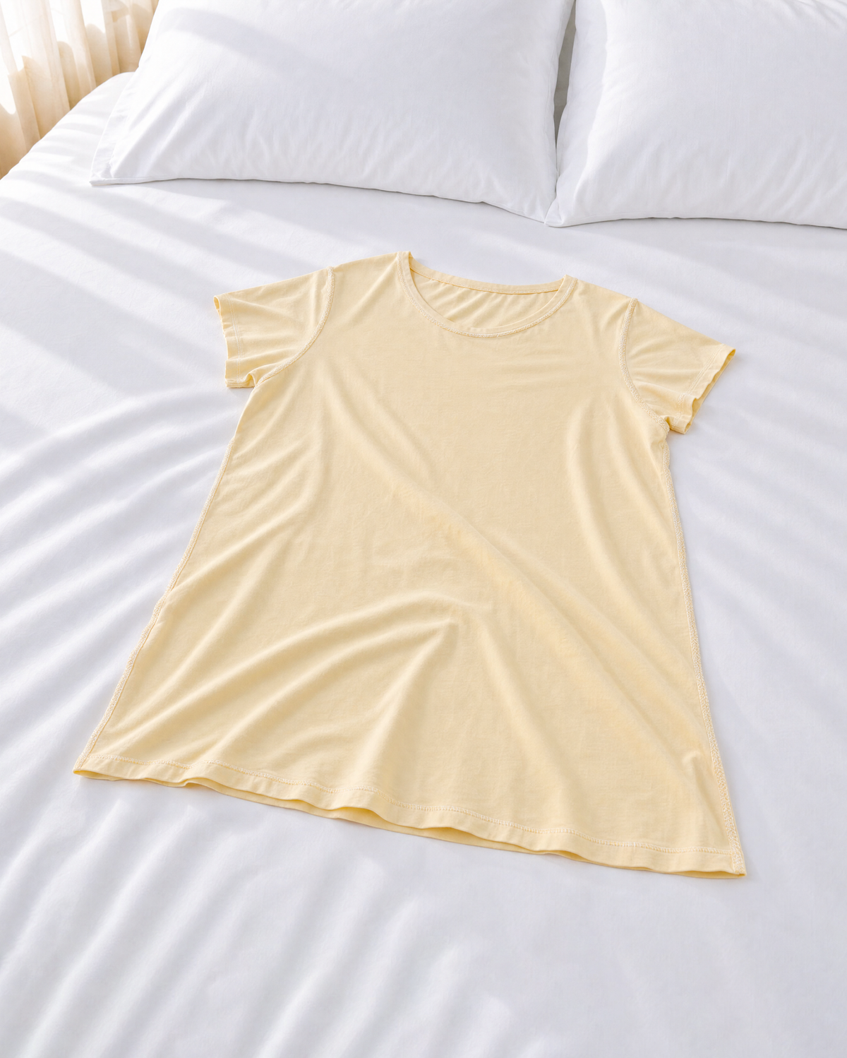 Short Nightdress with External Seams — 100% Organic Egyptian Cotton